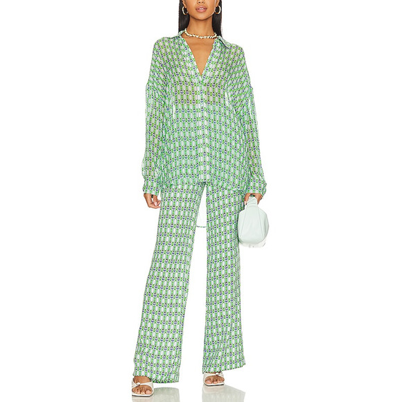 Favorite Daughter 'The Friday' Green Viscose Shirt Size XS - Picture 1 of 5